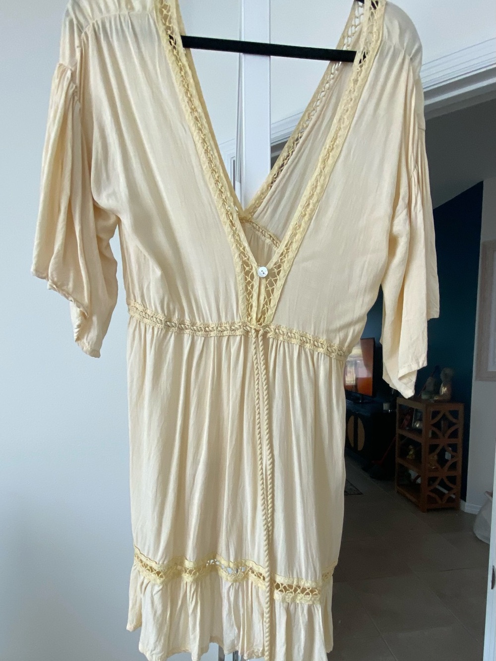 Jen's Pirate Booty Cream Lace-Trim Swim Coverup